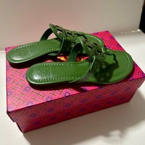 Tory Burch Metallic Leather Slide Sandals